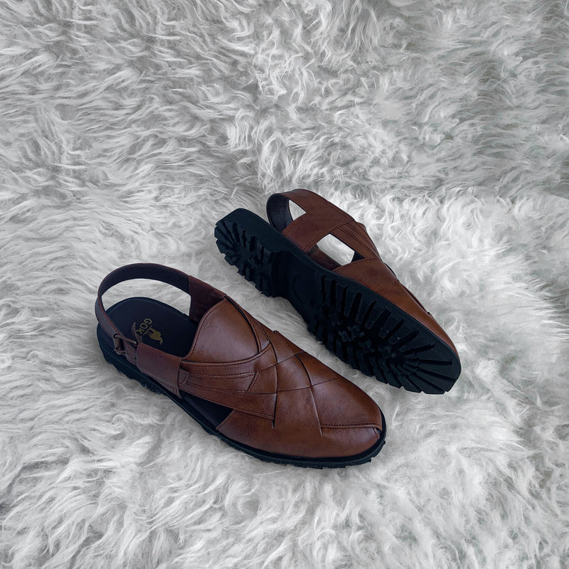 The Pronto Sandals Brown.faux leather-GOKA