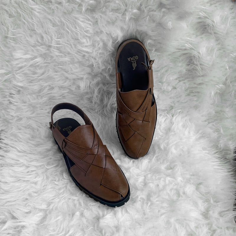 The Pronto Sandals Brown.faux leather-GOKA