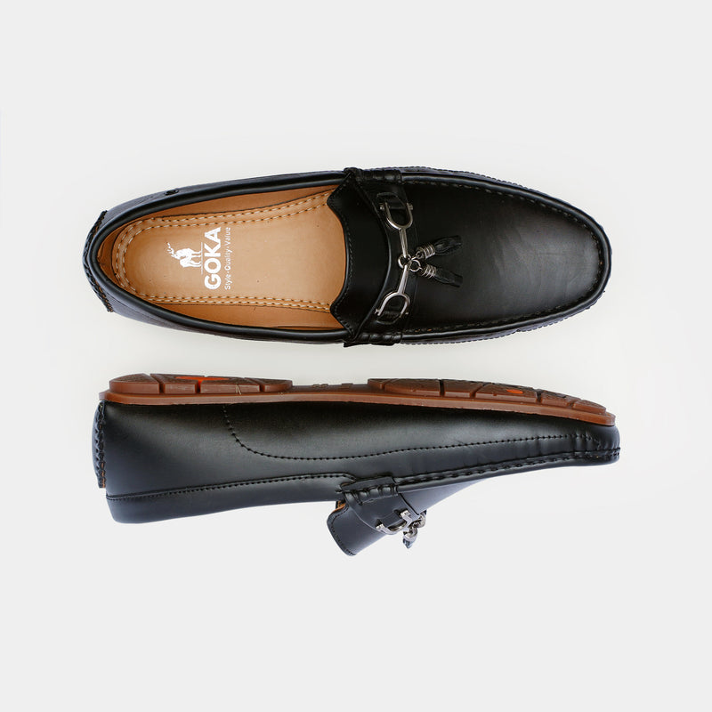 The Carson Moccasins Black faux leather-GOKA