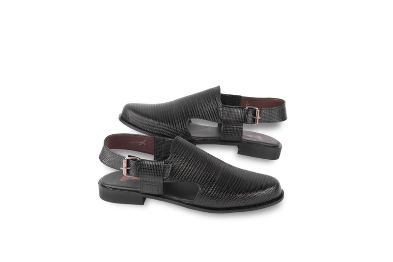 The SIMPLE CHUPPLE BLK.faux leather-GOKA